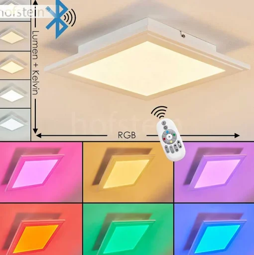 Plafonnier Voisines Led Blanc, 1 Lumiere, Telecommandes, Changeur De Couleurs