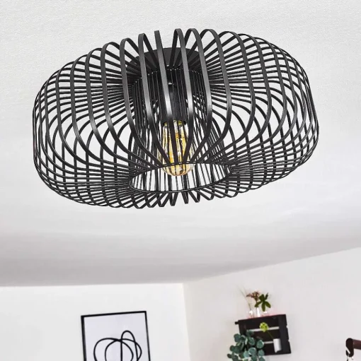 Plafonnier Wemude Noir, 1 Lumiere