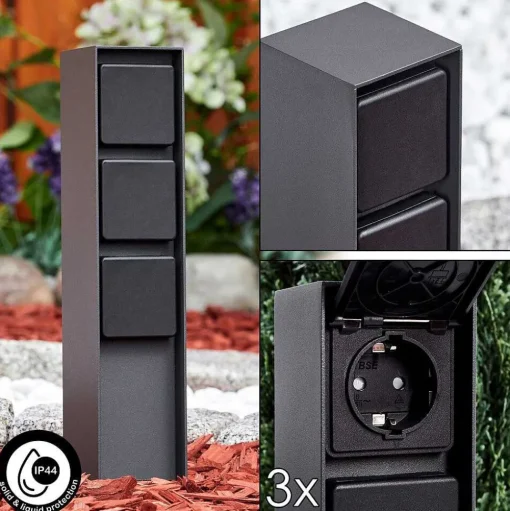 Prises Électriques D\\'Exterieur Reigolil Anthracite, Noir
