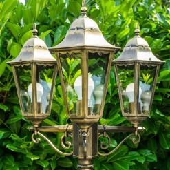 Reverbere Hong Kong Bronze Transparent, 3 Lumieres