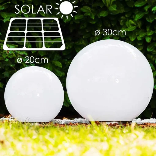 Set De Boules Lumineuses Solaires Led Acier Inoxydable, 2 Lumieres