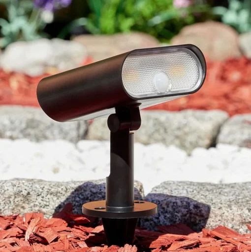 Spot De Jardin Usmagama Solar Led Noir, 1 Lumiere, Detecteur De Mouvement, Changeur De Couleurs