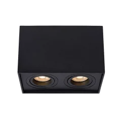Spot De Plafond Lucide Tube Noir, 2 Lumieres