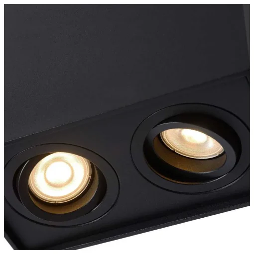 Spot De Plafond Lucide Tube Noir, 2 Lumieres