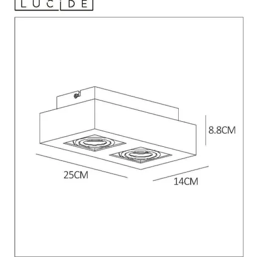 Spot De Plafond Lucide Xirax Led Noir, 2 Lumieres