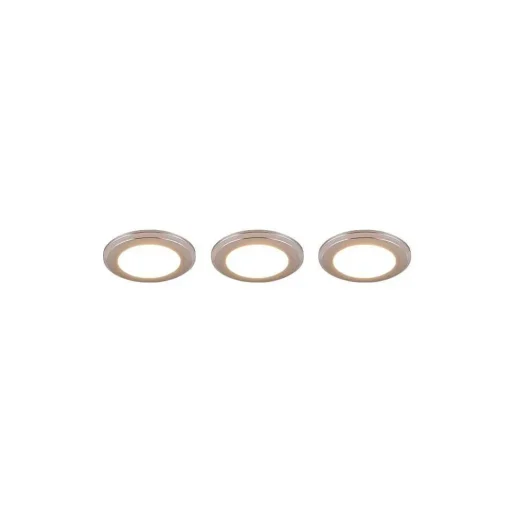 Spot Encastrable - Kit De 3 Trio Argus Led Chrome, 6 Lumieres, Telecommandes, Changeur De Couleurs