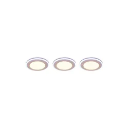 Spot Encastrable - Kit De 3 Trio Argus Led Blanc, 6 Lumieres, Telecommandes, Changeur De Couleurs