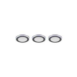 Spot Encastrable - Kit De 3 Trio Argus Led Chrome, 6 Lumieres, Telecommandes, Changeur De Couleurs