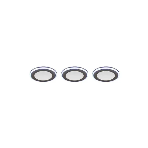 Spot Encastrable - Kit De 3 Trio Argus Led Chrome, 6 Lumieres, Telecommandes, Changeur De Couleurs
