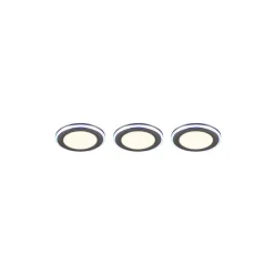 Spot Encastrable - Kit De 3 Trio Argus Led Chrome, 6 Lumieres, Telecommandes, Changeur De Couleurs