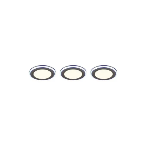 Spot Encastrable - Kit De 3 Trio Argus Led Chrome, 6 Lumieres, Telecommandes, Changeur De Couleurs