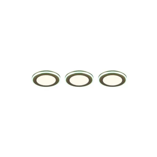 Spot Encastrable - Kit De 3 Trio Argus Led Chrome, 6 Lumieres, Telecommandes, Changeur De Couleurs