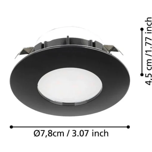 Spot Encastrable Eglo Pineda Led Noir, 3 Lumieres