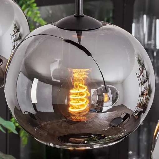 Suspension - Verre Apedo Fume, 3 Lumieres