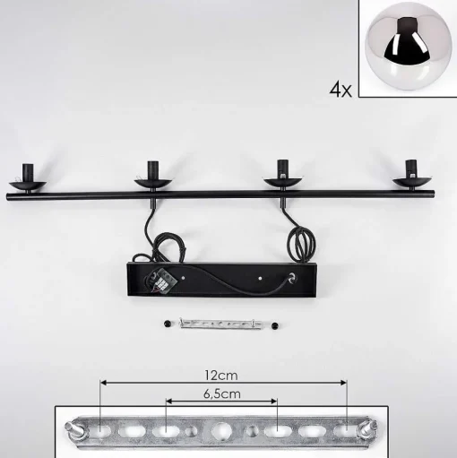Suspension - Verre Gastor Chrome, Fume, 4 Lumieres