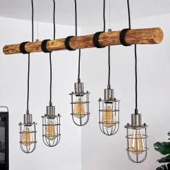 Suspension Adama Bois Fonce, Noir, 5 Lumieres