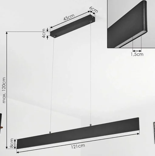 Suspension Aduard Led Anthracite, 2 Lumieres