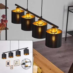 Suspension Alsen Noir, 4 Lumieres