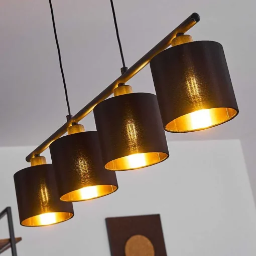 Suspension Alsen Noir, 4 Lumieres