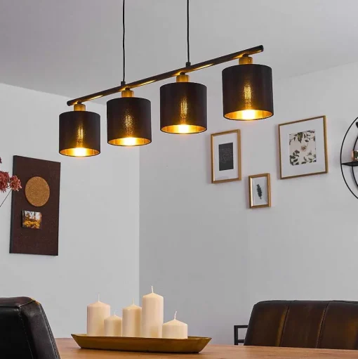 Suspension Alsen Noir, 4 Lumieres