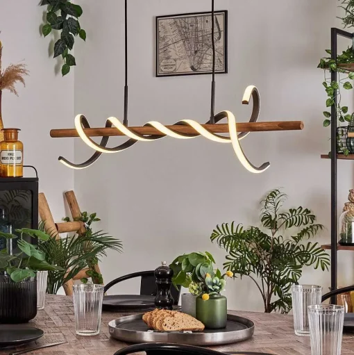 Suspension Alvarim Led Ecru, Noir, 1 Lumiere