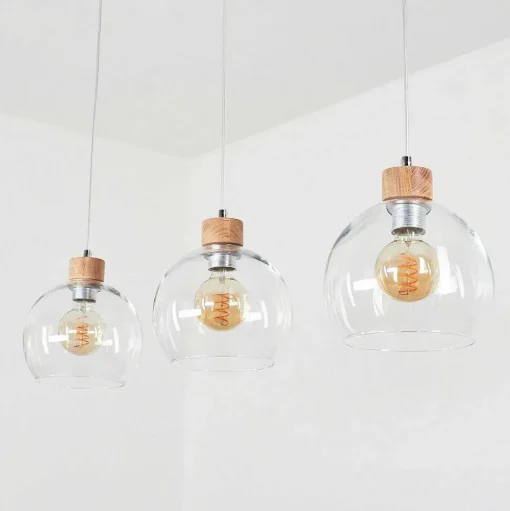 Suspension Andeer Chrome, Ecru, 3 Lumieres