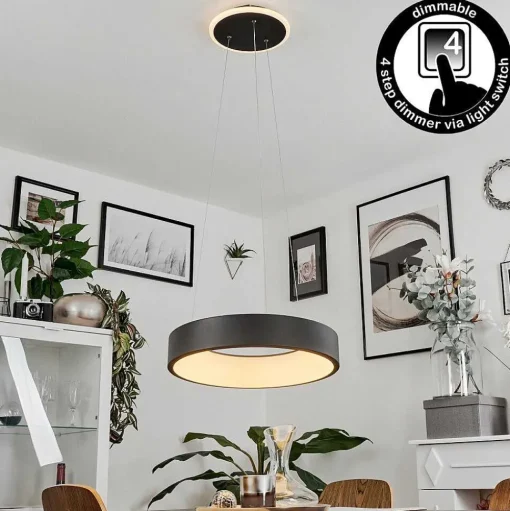 Suspension Areja Led Noir, Blanc, 1 Lumiere