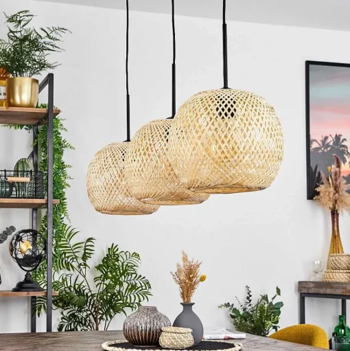 Suspension Bauro Ecru, 3 Lumieres
