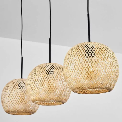 Suspension Bauro Ecru, 3 Lumieres