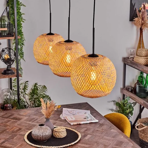 Suspension Bauro Ecru, 3 Lumieres