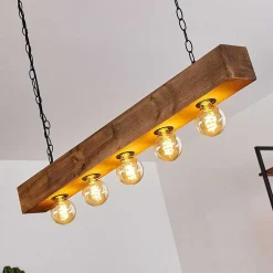 Suspension Berat Brun, Noir, 5 Lumieres