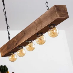 Suspension Berat Brun, Noir, 5 Lumieres