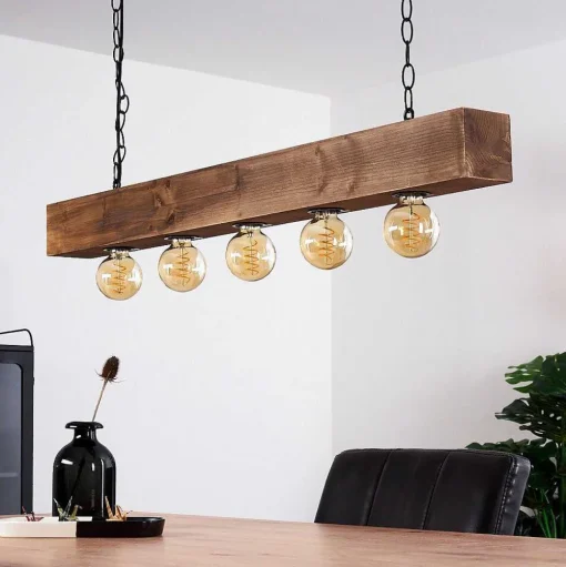 Suspension Berat Brun, Noir, 5 Lumieres