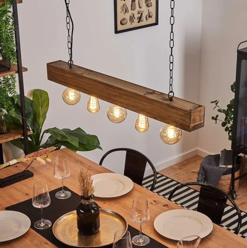Suspension Berat Brun, Noir, 5 Lumieres