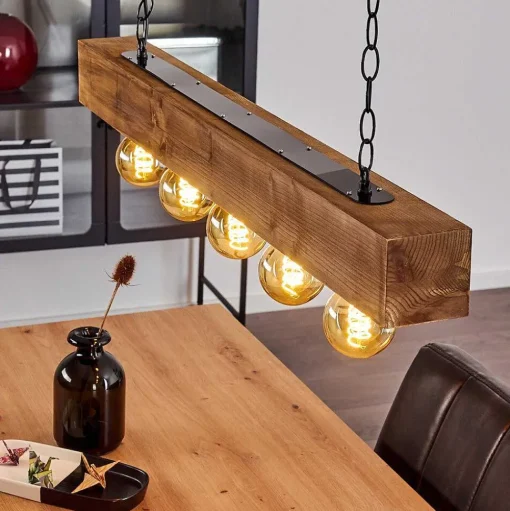 Suspension Berat Brun, Noir, 5 Lumieres