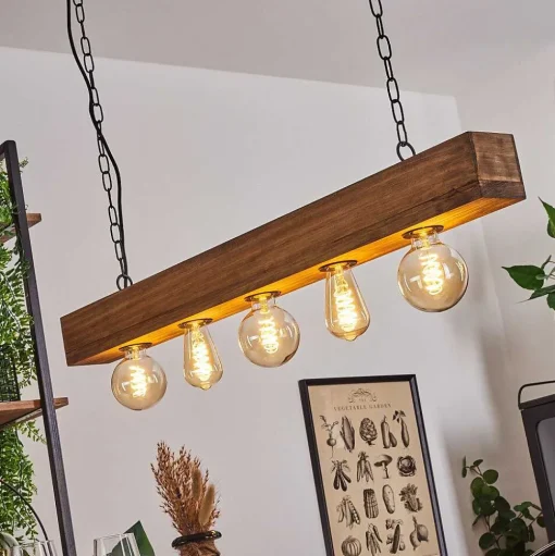 Suspension Berat Brun, Noir, 5 Lumieres