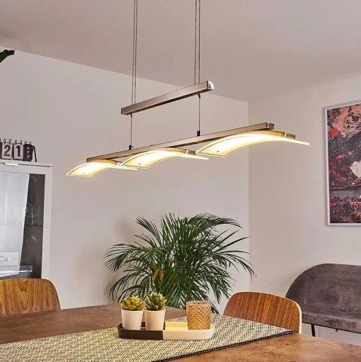 Suspension Bolonda Led Nickel Mat, 3 Lumieres