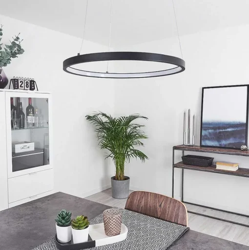 Suspension Calcium Led Noir, 1 Lumiere