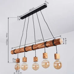 Suspension Canedo Brun, Noir, 5 Lumieres