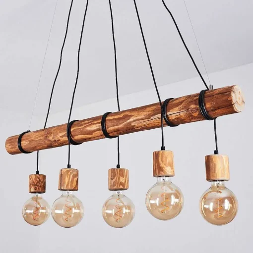 Suspension Canedo Brun, Noir, 5 Lumieres