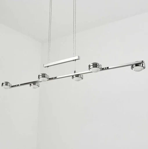 Suspension Fernandaires Led Nickel Mat, 12 Lumieres