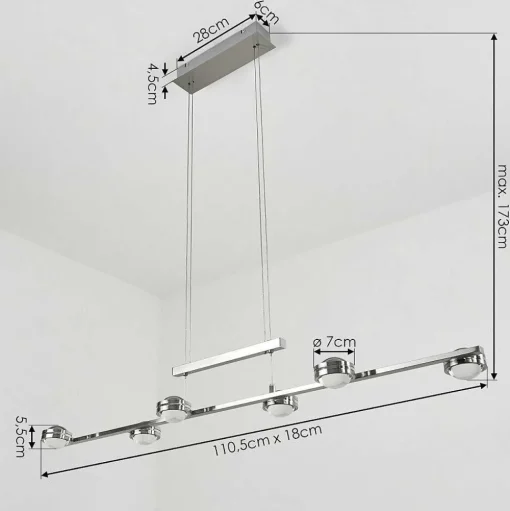 Suspension Fernandaires Led Nickel Mat, 12 Lumieres