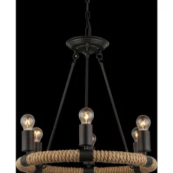 Suspension Globo Ulleu Noir, 6 Lumieres