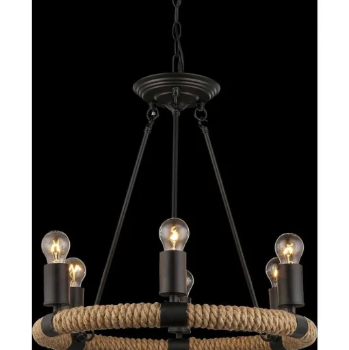 Suspension Globo Ulleu Noir, 6 Lumieres