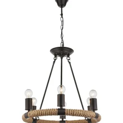 Suspension Globo Ulleu Noir, 6 Lumieres