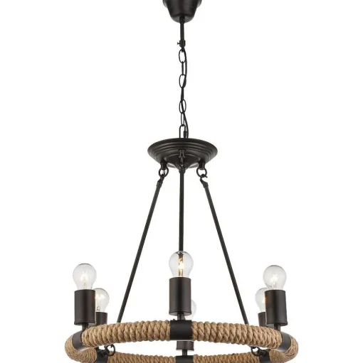 Suspension Globo Ulleu Noir, 6 Lumieres