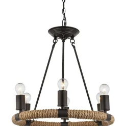 Suspension Globo Ulleu Noir, 6 Lumieres