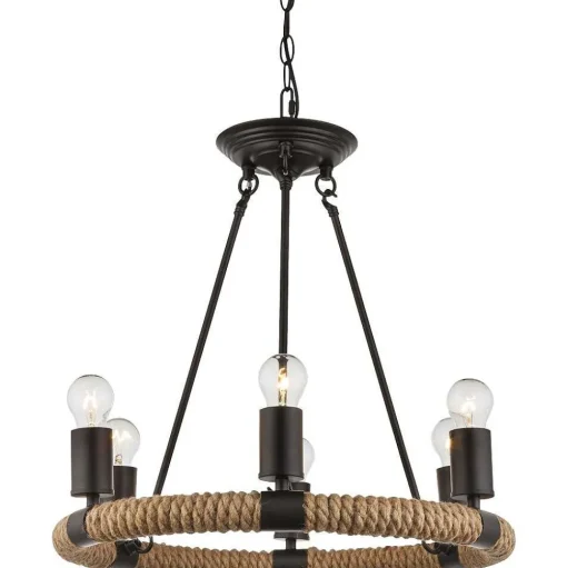 Suspension Globo Ulleu Noir, 6 Lumieres