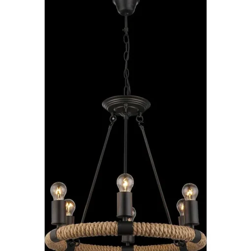Suspension Globo Ulleu Noir, 6 Lumieres
