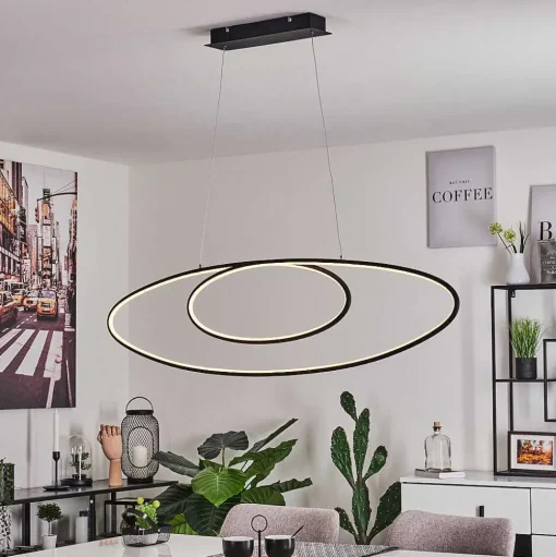 Suspension Harpeth Led Noir, 1 Lumiere